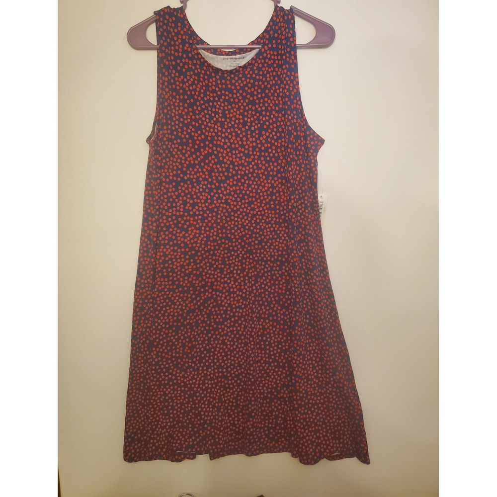 NWT Amazon Essentials Polka Dot Tank Swing Dress Womens‎ Size Medium Navy Red